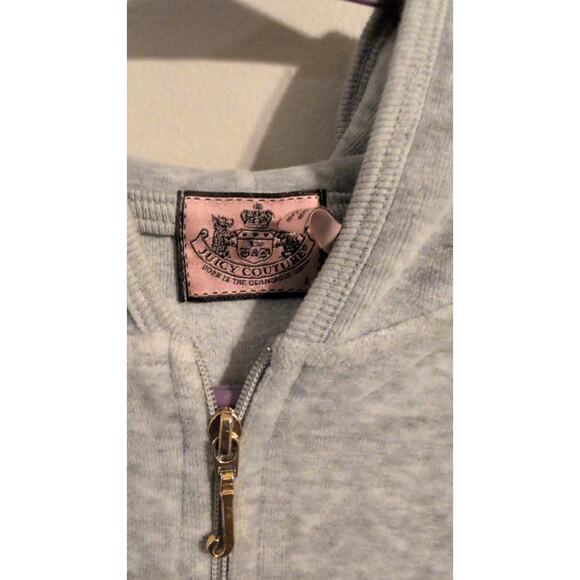 Juicy Couture Velour Full-Zip Hoodie – Gray w/ Gold & Maroon Crown Logo - Picture 2 of 5